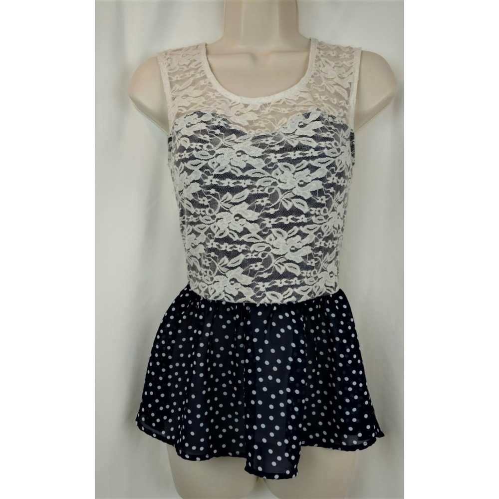 L8TER Lace Peplum Tank Top Junior Small